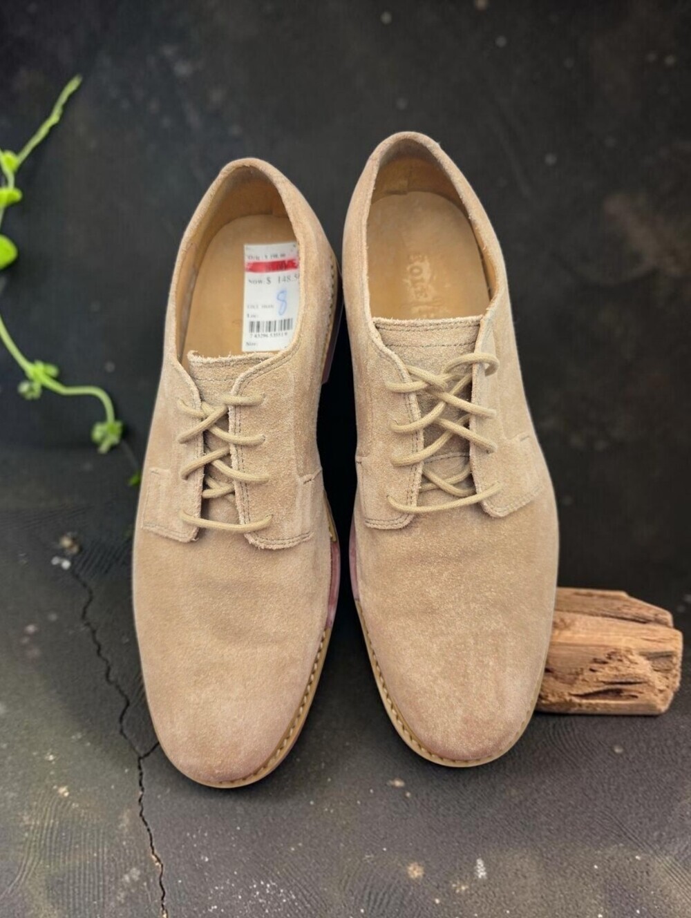Cole Haan Great Jones Plain Toe Oxfords in Milkshake Suede Red Brick Sole Size 8